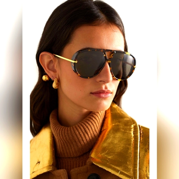 Bottega Veneta Drop Aviator Sunglasses in Black/Yellow (NEW) - Picture 2 of 16